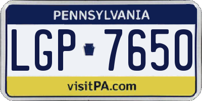 PA license plate LGP7650