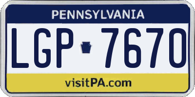 PA license plate LGP7670