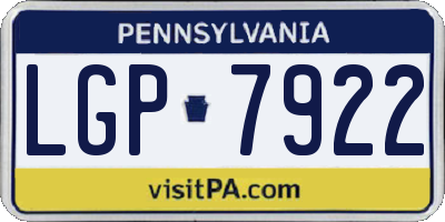 PA license plate LGP7922