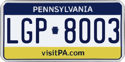 PA license plate LGP8003