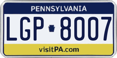 PA license plate LGP8007