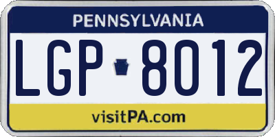 PA license plate LGP8012