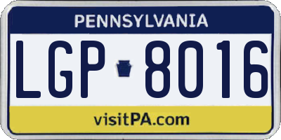 PA license plate LGP8016