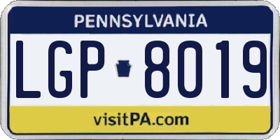 PA license plate LGP8019