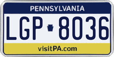 PA license plate LGP8036