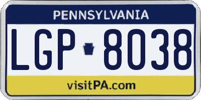 PA license plate LGP8038