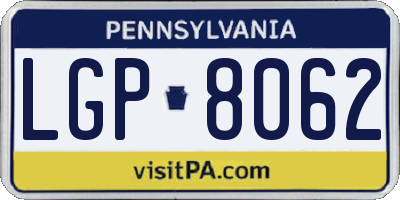 PA license plate LGP8062