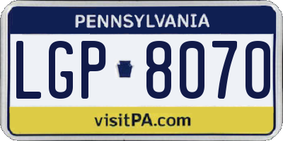 PA license plate LGP8070