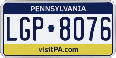 PA license plate LGP8076