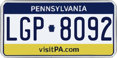 PA license plate LGP8092