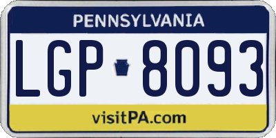 PA license plate LGP8093