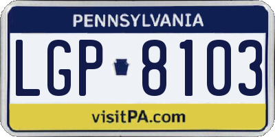 PA license plate LGP8103