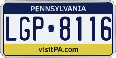 PA license plate LGP8116