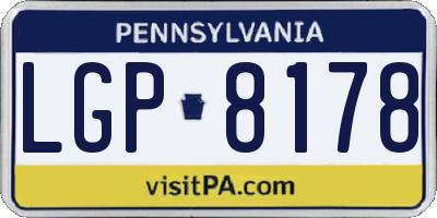 PA license plate LGP8178