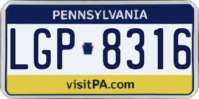 PA license plate LGP8316