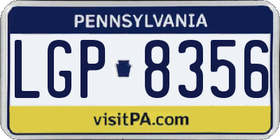 PA license plate LGP8356