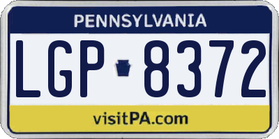 PA license plate LGP8372