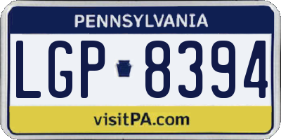PA license plate LGP8394
