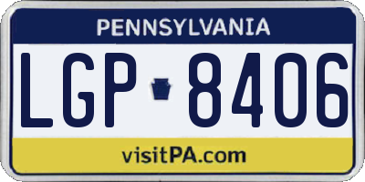PA license plate LGP8406