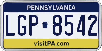 PA license plate LGP8542