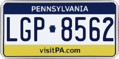 PA license plate LGP8562