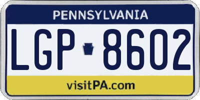 PA license plate LGP8602
