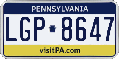 PA license plate LGP8647