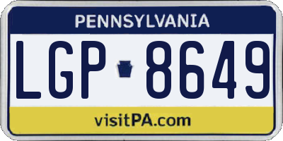 PA license plate LGP8649