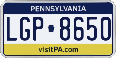 PA license plate LGP8650