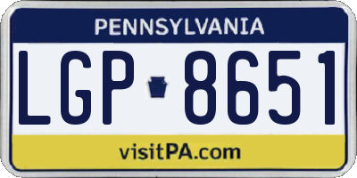 PA license plate LGP8651