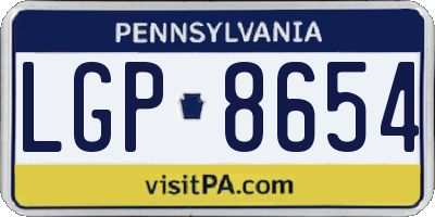 PA license plate LGP8654