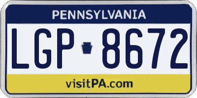 PA license plate LGP8672