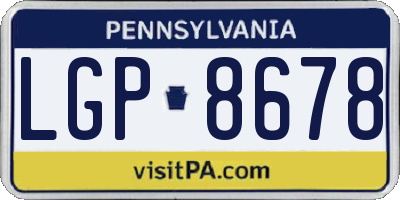 PA license plate LGP8678
