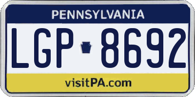 PA license plate LGP8692