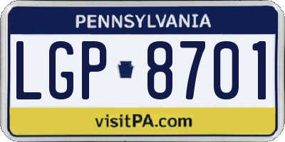 PA license plate LGP8701