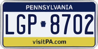 PA license plate LGP8702