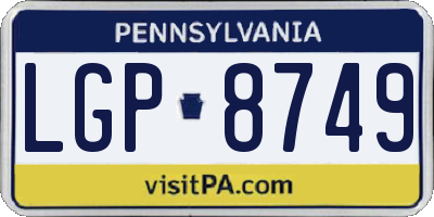 PA license plate LGP8749