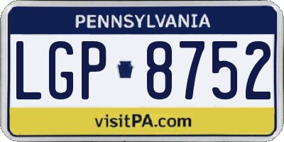 PA license plate LGP8752