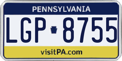 PA license plate LGP8755