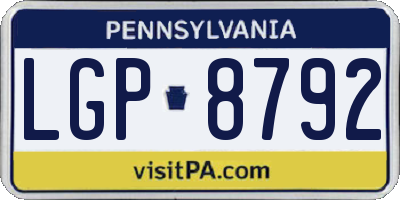 PA license plate LGP8792