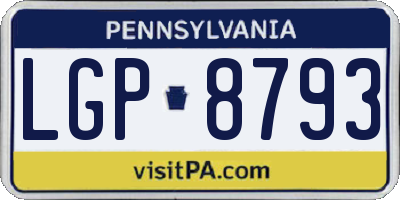 PA license plate LGP8793