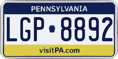 PA license plate LGP8892