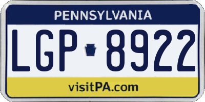 PA license plate LGP8922