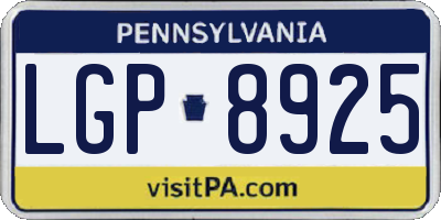 PA license plate LGP8925