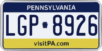 PA license plate LGP8926