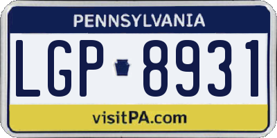 PA license plate LGP8931