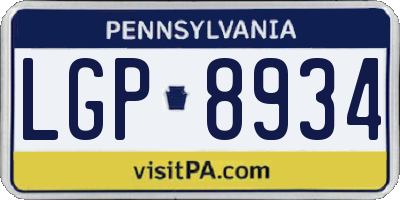 PA license plate LGP8934