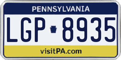 PA license plate LGP8935