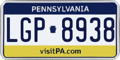 PA license plate LGP8938
