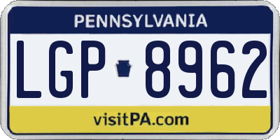 PA license plate LGP8962